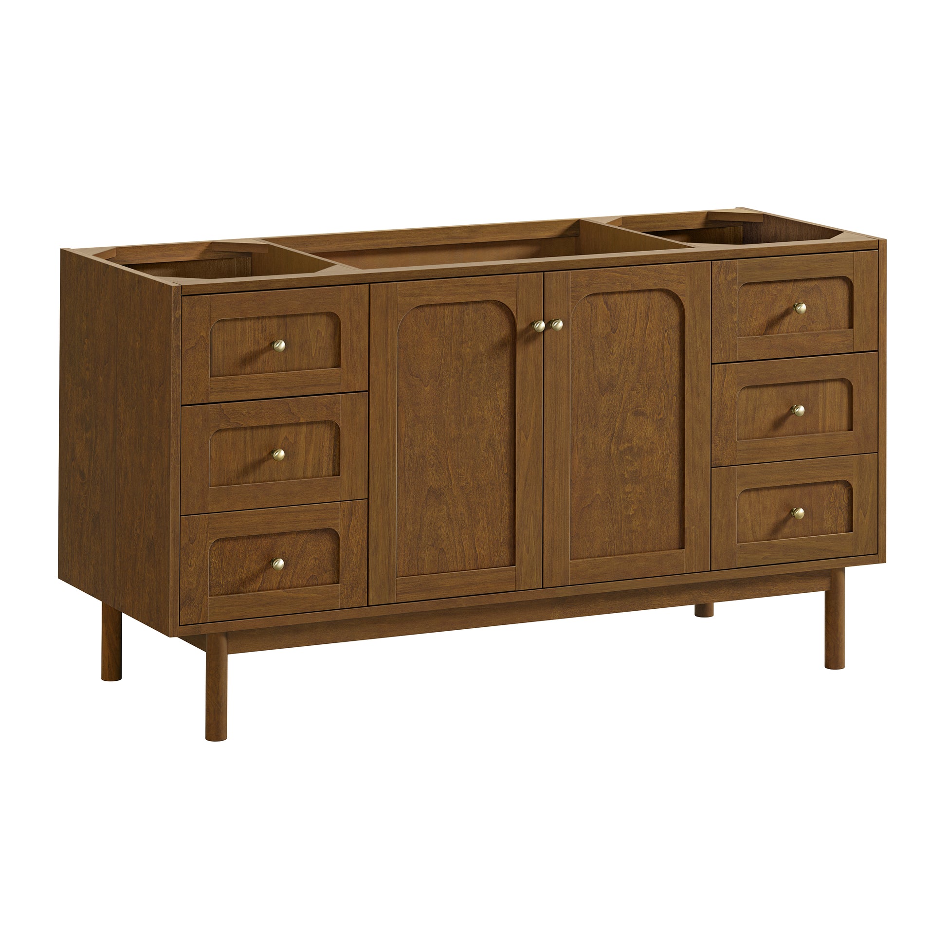 Renovate for Less Atlanta Laurent 60" Single Vanity, Honey Oak w/ 3 CM Eternal Jasmine Pearl Silestone Top
