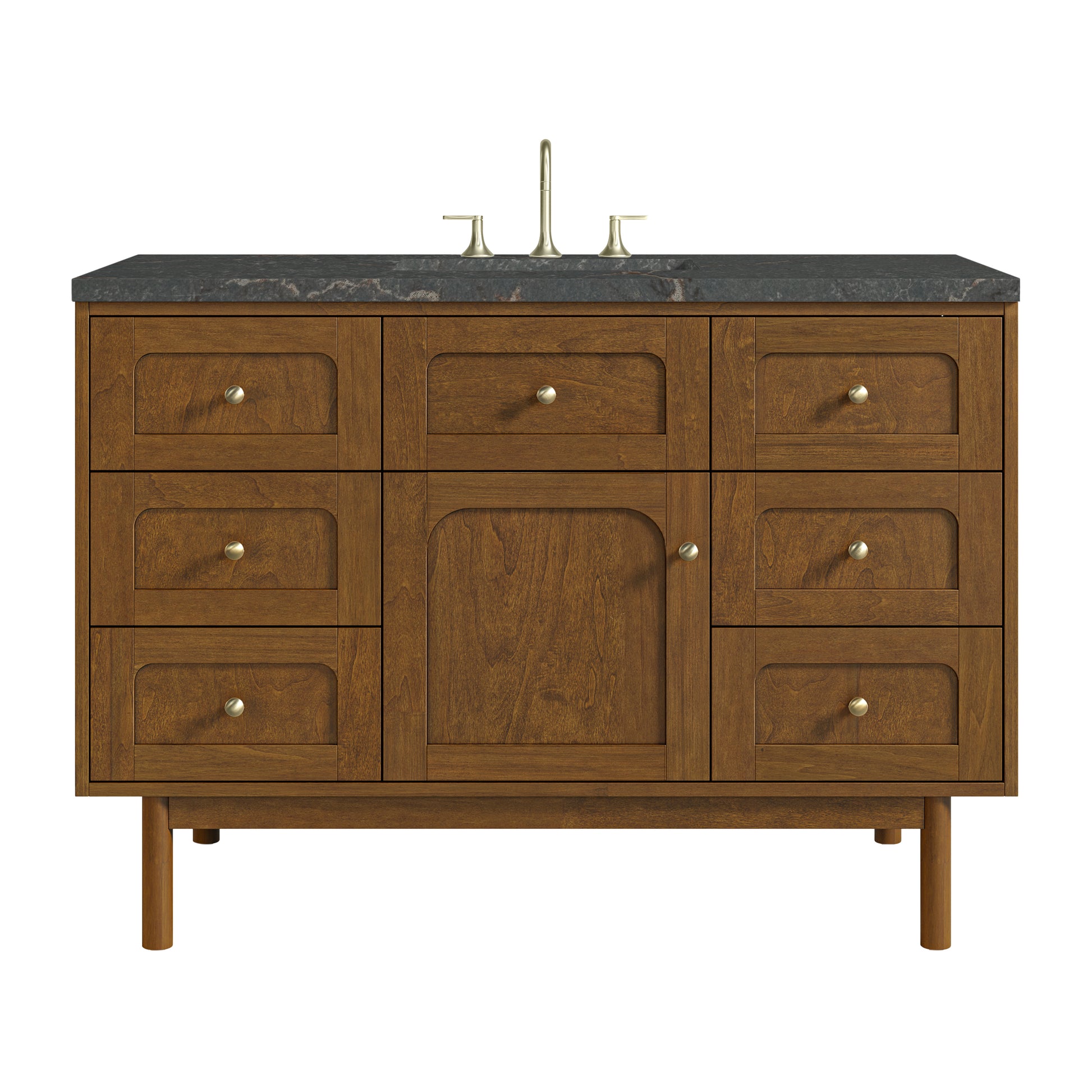 Renovate for Less Atlanta Laurent 48" Single Vanity, Honey Oak w/ 3 CM Parisien Bleu Silestone Top