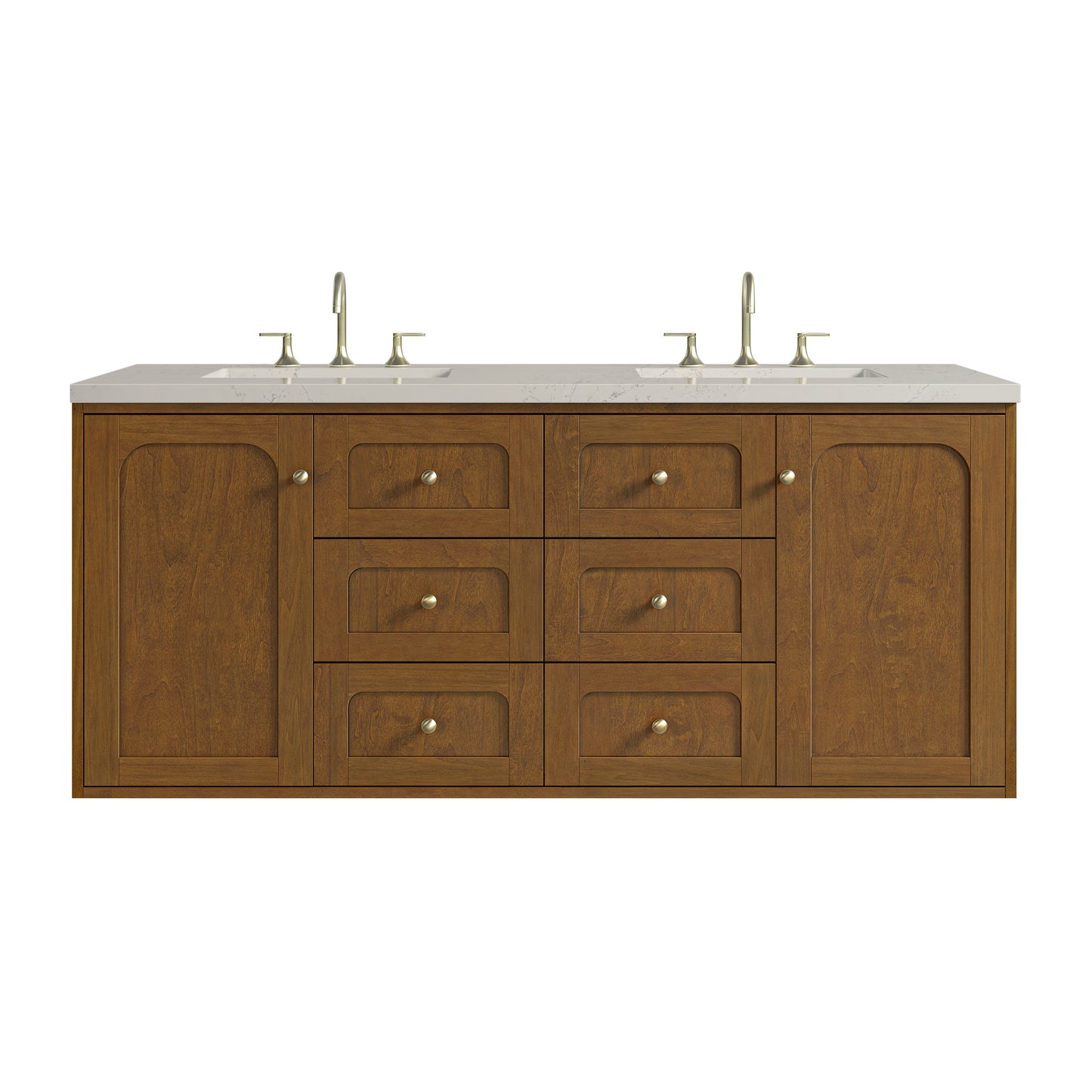 Renovate for Less Atlanta Laurent 60" Double Vanity, Honey Oak w/ 3 CM Siberian Silestone Top