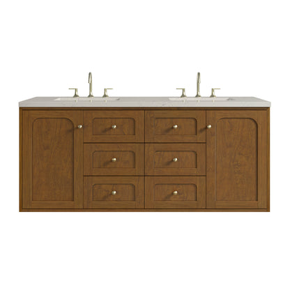Renovate for Less Atlanta Laurent 60" Double Vanity, Honey Oak w/ 3 CM Siberian Silestone Top