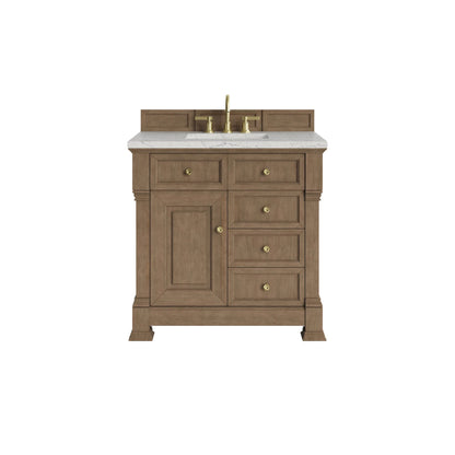 Brookfield 36" Single Vanity, Pecan w/3 CM Eternal Jasmine Pearl Silestone Top