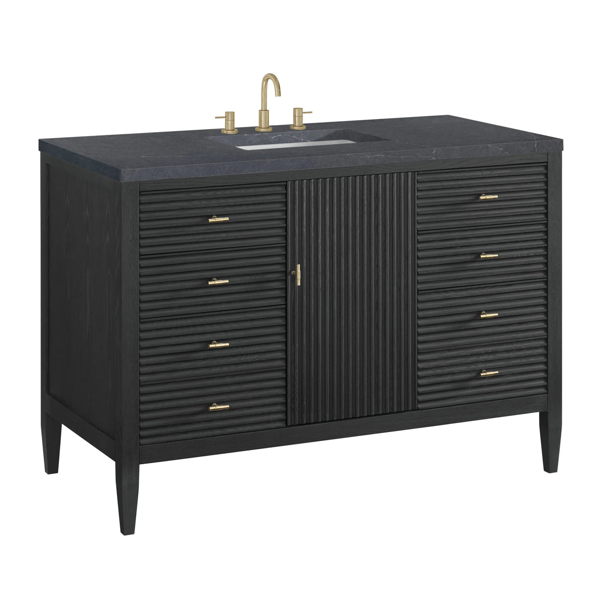 Myrrin 48" Single Vanity, Carbon Oak w/ 3 CM Charcoal Soapstone Silestone Top