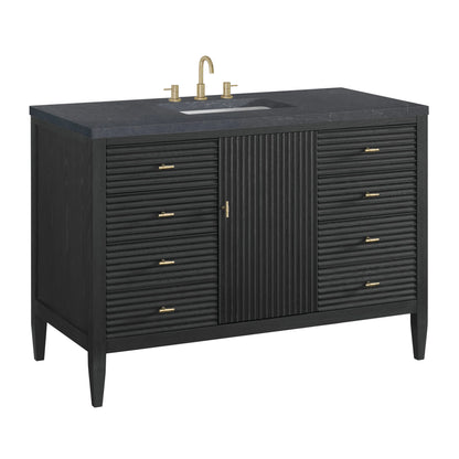 Myrrin 48" Single Vanity, Carbon Oak w/ 3 CM Charcoal Soapstone Silestone Top