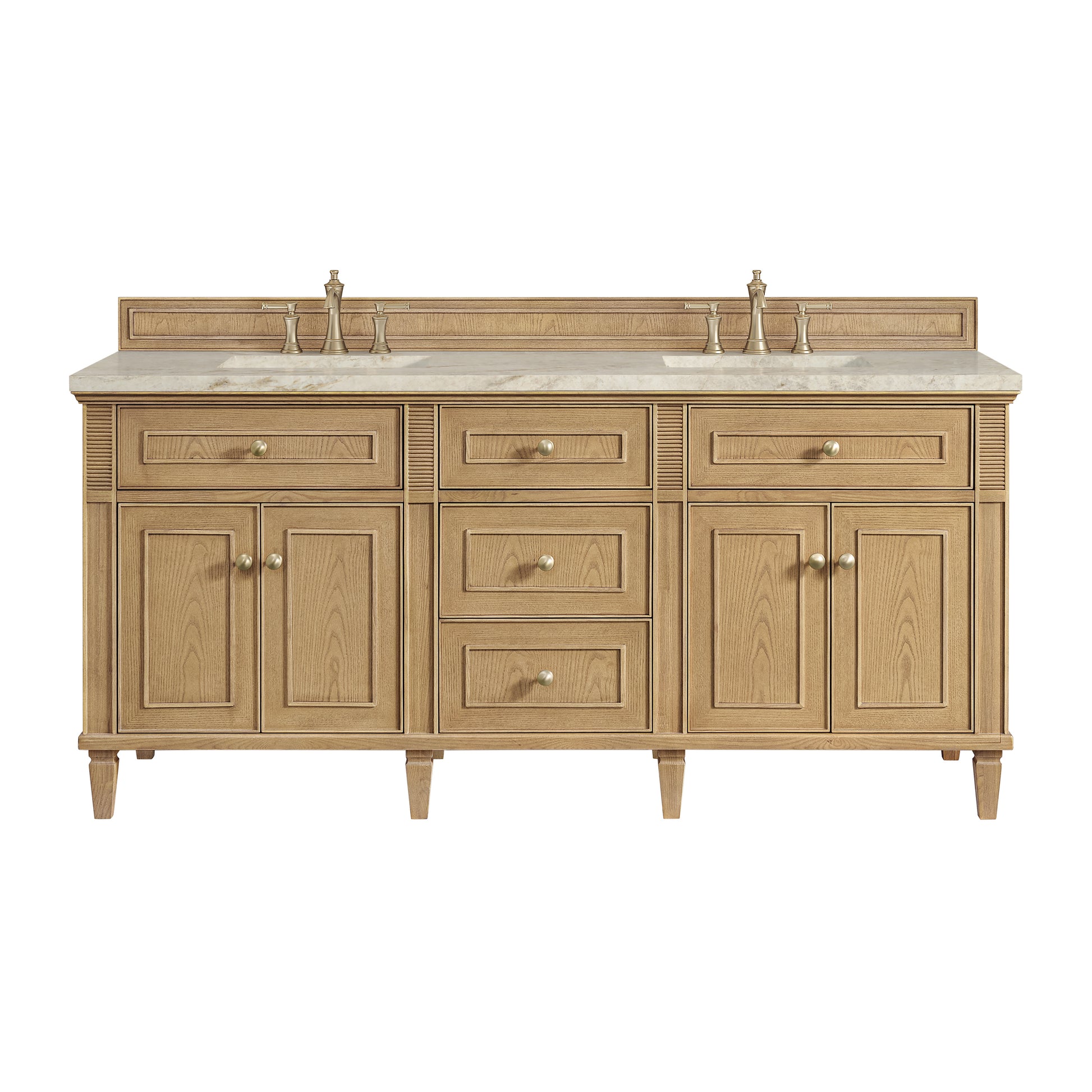 Renovate for Less Atlanta Lorelai 72" Double Vanity, Light Natural Oak, w/ 3 CM Tajnar Eclos Top