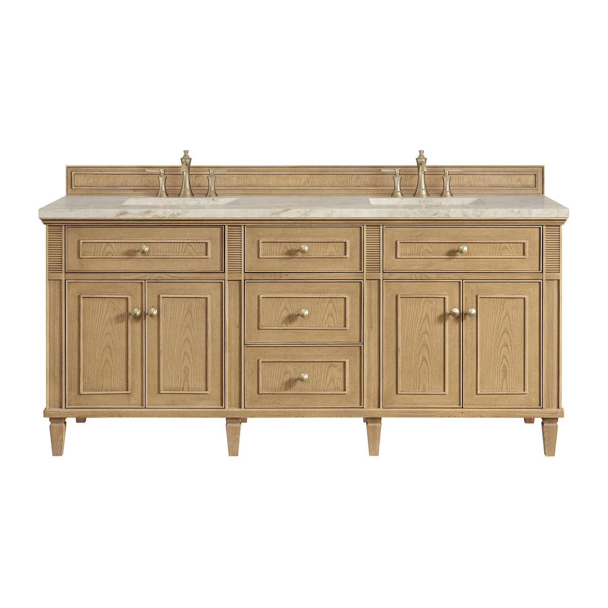 Lorelai 72" Double Vanity, Light Natural Oak, w/ 3 CM Tajnar Eclos Top