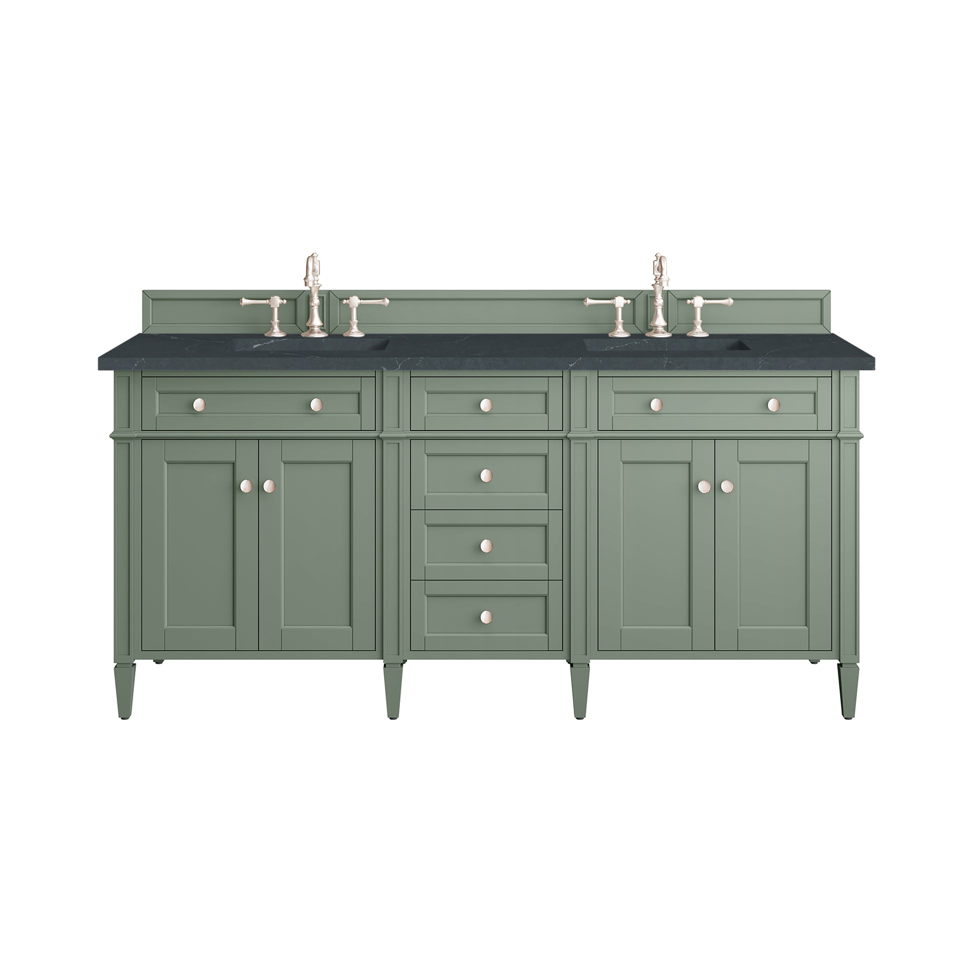 Renovate for Less Atlanta Brittany 72" Double Vanity, Smokey Celadon w/ 3 CM Charcoal Soapstone Top