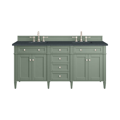 Renovate for Less Atlanta Brittany 72" Double Vanity, Smokey Celadon w/ 3 CM Charcoal Soapstone Top