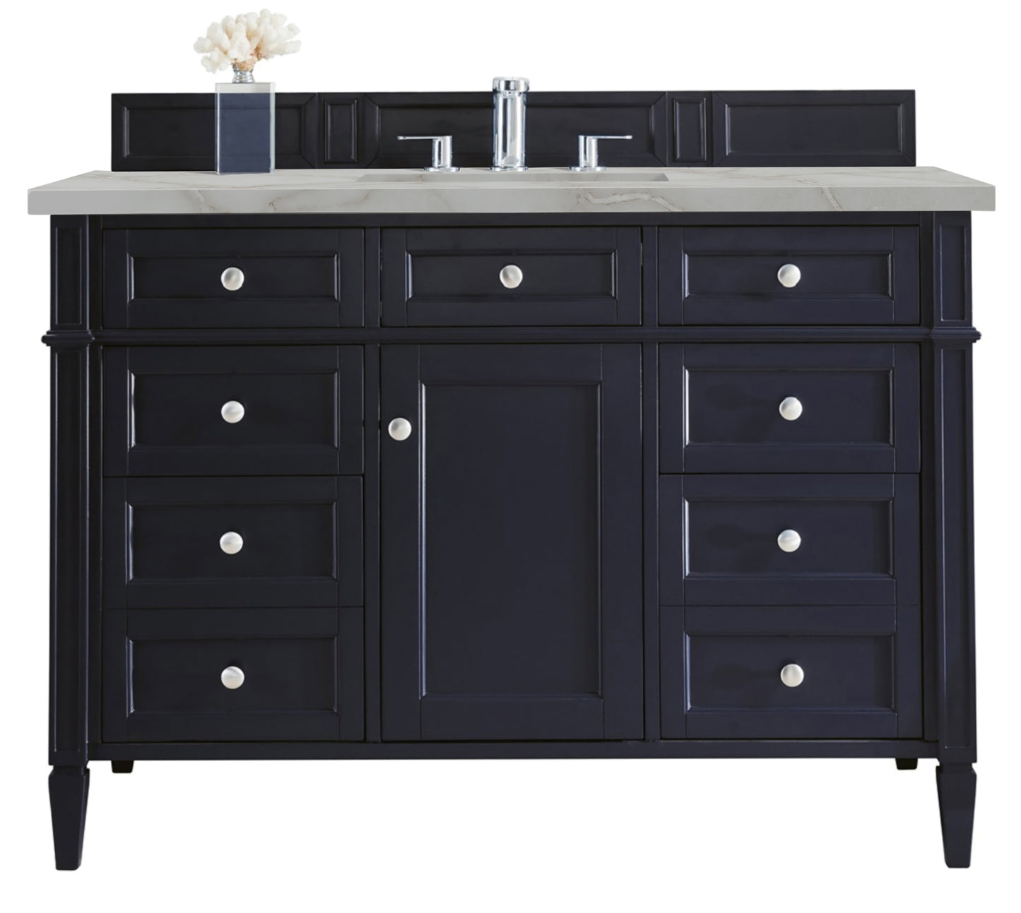 Renovate for Less Atlanta Brittany 48" Single Vanity, Victory Bleu w/ 3 CM Victorian Silver Silestone Top