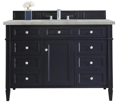 Renovate for Less Atlanta Brittany 48" Single Vanity, Victory Bleu w/ 3 CM Victorian Silver Silestone Top