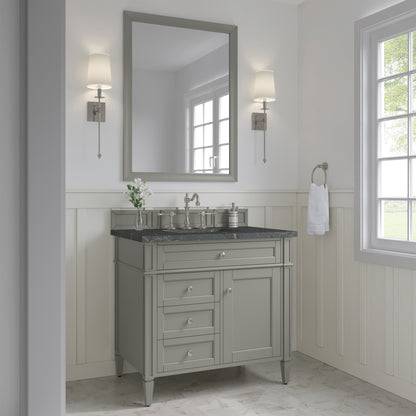 Renovate for Less Atlanta Brittany 36" Single Vanity, Urban Gray w/ 3 CM Parisien Bleu Silestone Top
