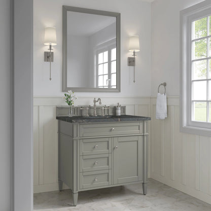 Brittany 36" Single Vanity, Urban Gray w/ 3 CM Parisien Bleu Silestone Top