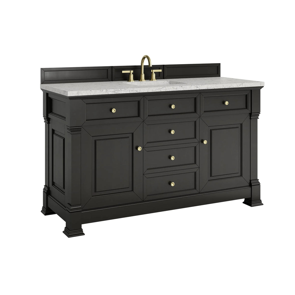 Brookfield 60" Single Vanity, Black Onyx w/3CM Eternal Jasmine Pearl Silestone Top