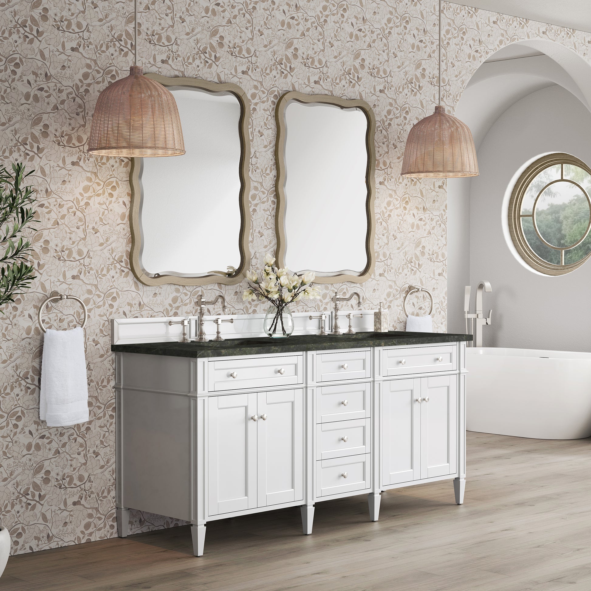 Renovate for Less Atlanta Brittany 72" Double Vanity in Bright White, w/ 3 CM Phantome Eclos Top