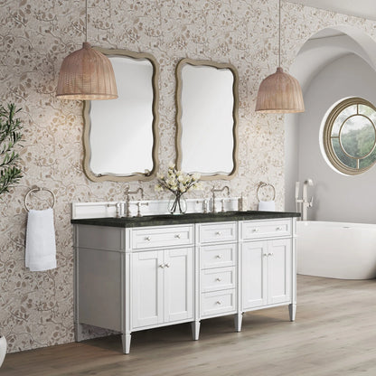 Brittany 72" Double Vanity in Bright White, w/ 3 CM Phantome Eclos Top