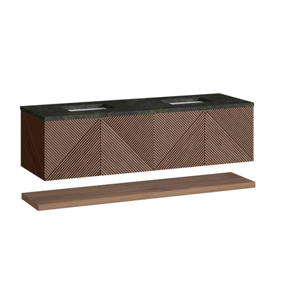 Marcello 72" Double Vanity, Chestnut, w/ 3 CM Phantome Eclos Top