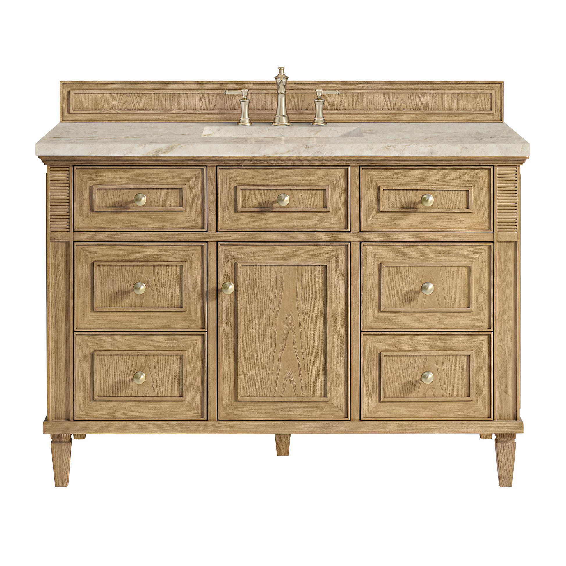 Renovate for Less Atlanta Lorelai 48" Single Vanity, Light Natural Oak, w/ 3 CM Tajnar Eclos Top
