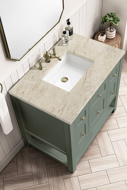 Renovate for Less Atlanta Breckenridge 36" Single Vanity, Smokey Celadon, w/ 3 CM Tajnar Eclos Top