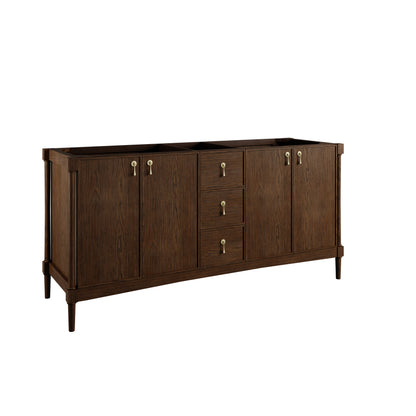 Renovate for Less Atlanta Kinnsden 72" Double Vanity, Sable Oak w/ 3 CM Carrara Marble Top