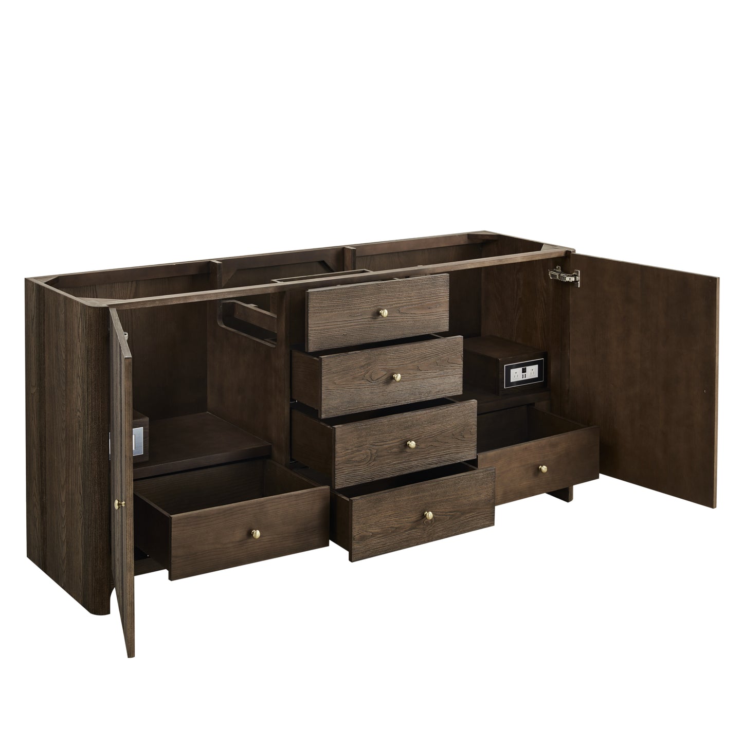 Renovate for Less Atlanta Gracyn 72" Double Vanity, Sable, w/ 3 CM White Zeus Quartz Top