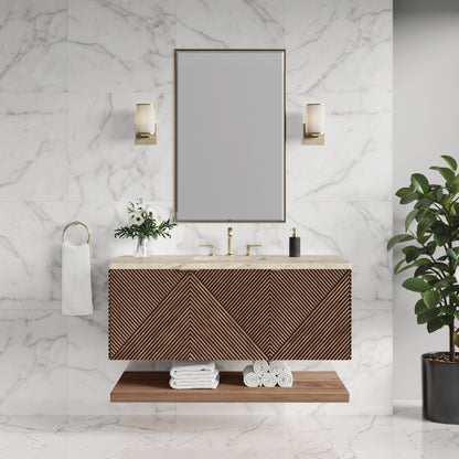 Renovate for Less Atlanta Marcello 48" Single Vanity, Chestnut, w/ 3 CM Tajnar Eclos Top