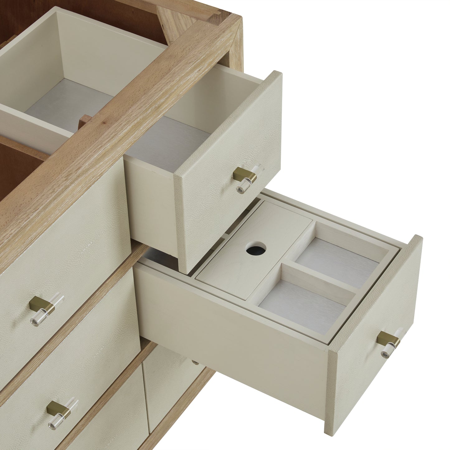 Renovate for Less Atlanta Celeste 48" Single Vanity, Sunwashed Oak with Embossed Shagreen, w/ 3 CM Siberian Silestone Top w/FreePower Wireless Charger
