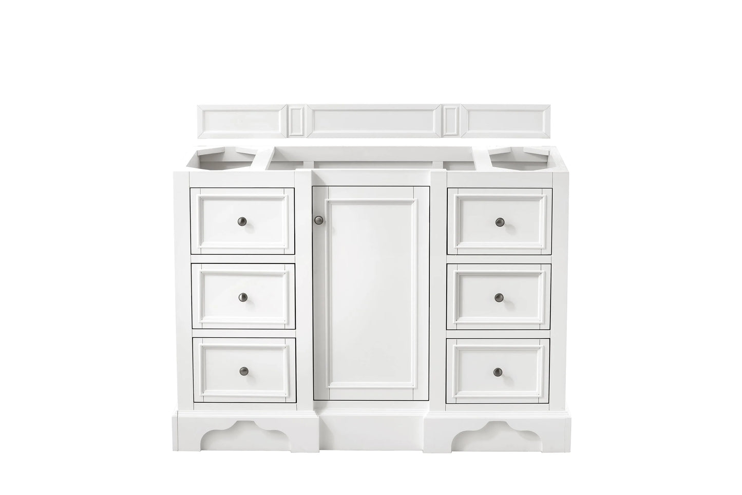 De Soto 48" Single Vanity, Bright White w/ 3 CM Carrara Marble Top
