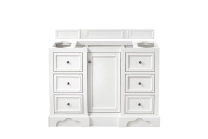 Renovate for Less Atlanta De Soto 48" Single Vanity, Bright White w/ 3 CM Carrara Marble Top