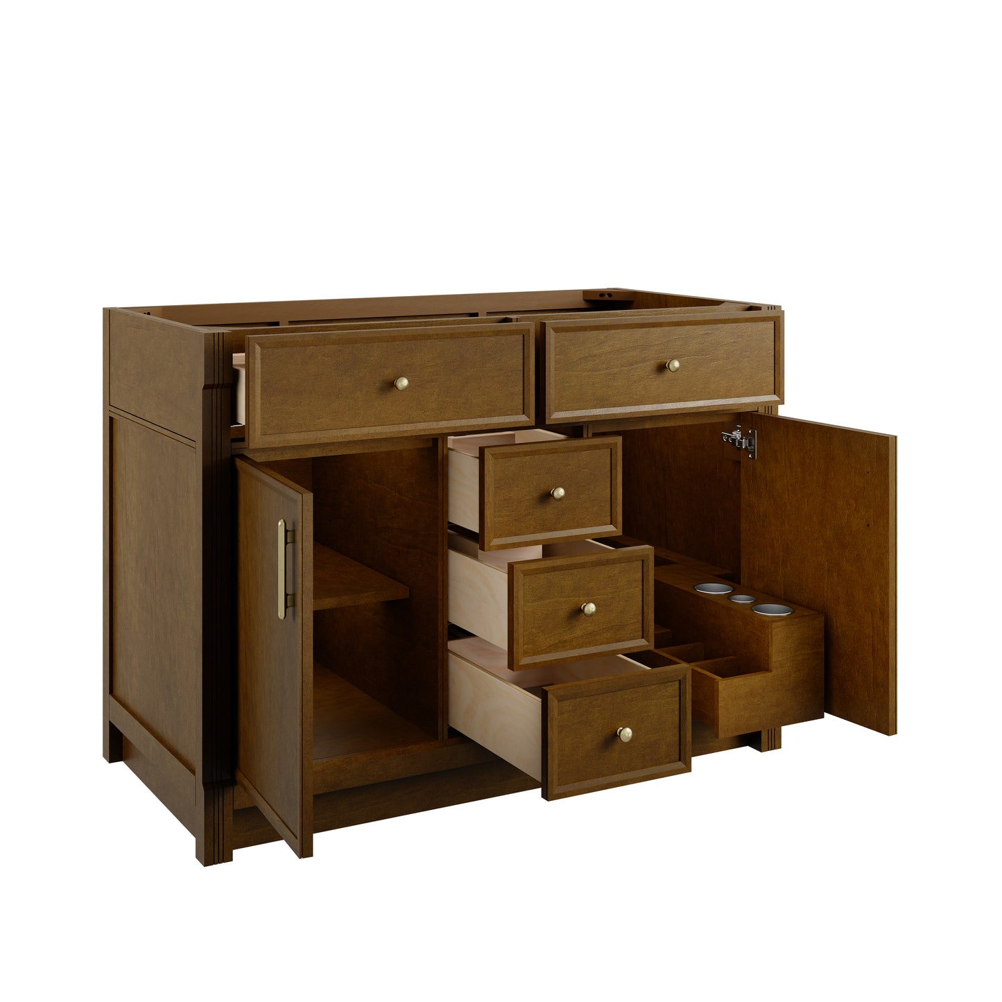 Renovate for Less Atlanta Bellshire 48" Single Vanity, Honey Oak w/ 3 CM Charcoal Soapstone Silestone Top