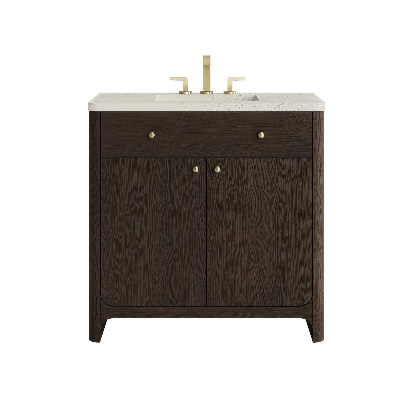 Renovate for Less Atlanta Gracyn 36" Single Vanity, Sable, w/ 3 CM Siberian Silestone Widespread Top