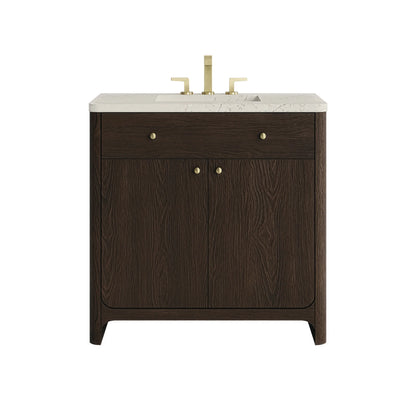 Gracyn 36" Single Vanity, Sable, w/ 3 CM Siberian Silestone Widespread Top