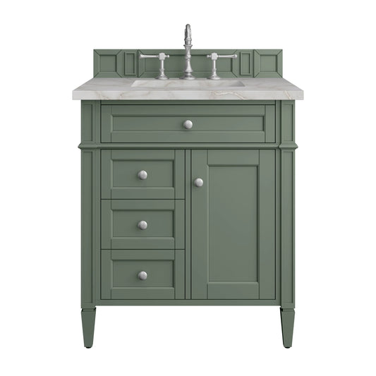 Brittany 30" Single Vanity, Smokey Celadon w/ 3 CM Victorian Silver Top