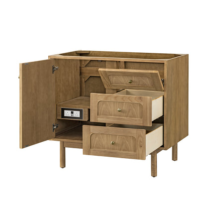 Renovate for Less Atlanta Laurent 36" Single Vanity, Light Natural Oak w/ 3 CM Victorian Silver Top