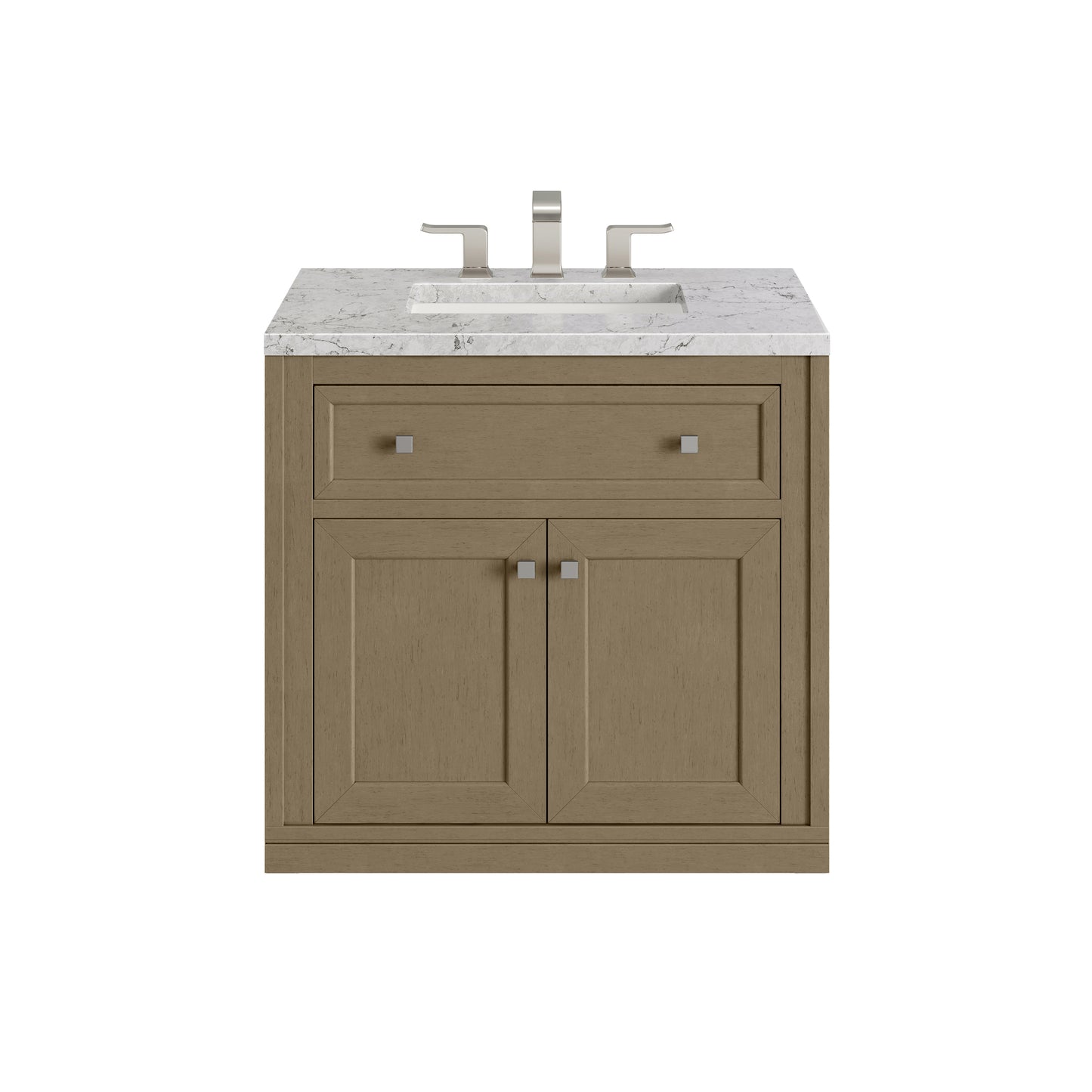Renovate for Less Atlanta Chicago 30" Single Vanity, Walnut Whisper, w/ 3 CM Eternal Jasmine Pearl Silestone® Top