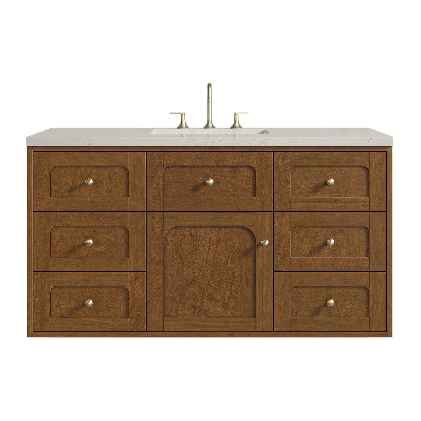 Renovate for Less Atlanta Laurent 48" Single Vanity, Honey Oak w/ 3 CM Siberian Silestone Top w/FreePower Wireless Charger