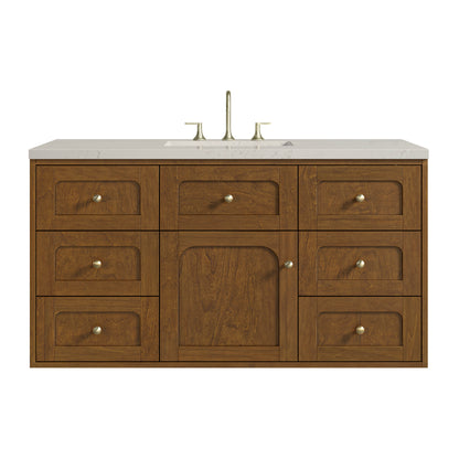 Renovate for Less Atlanta Laurent 48" Single Vanity, Honey Oak w/ 3 CM Siberian Silestone Top w/FreePower Wireless Charger
