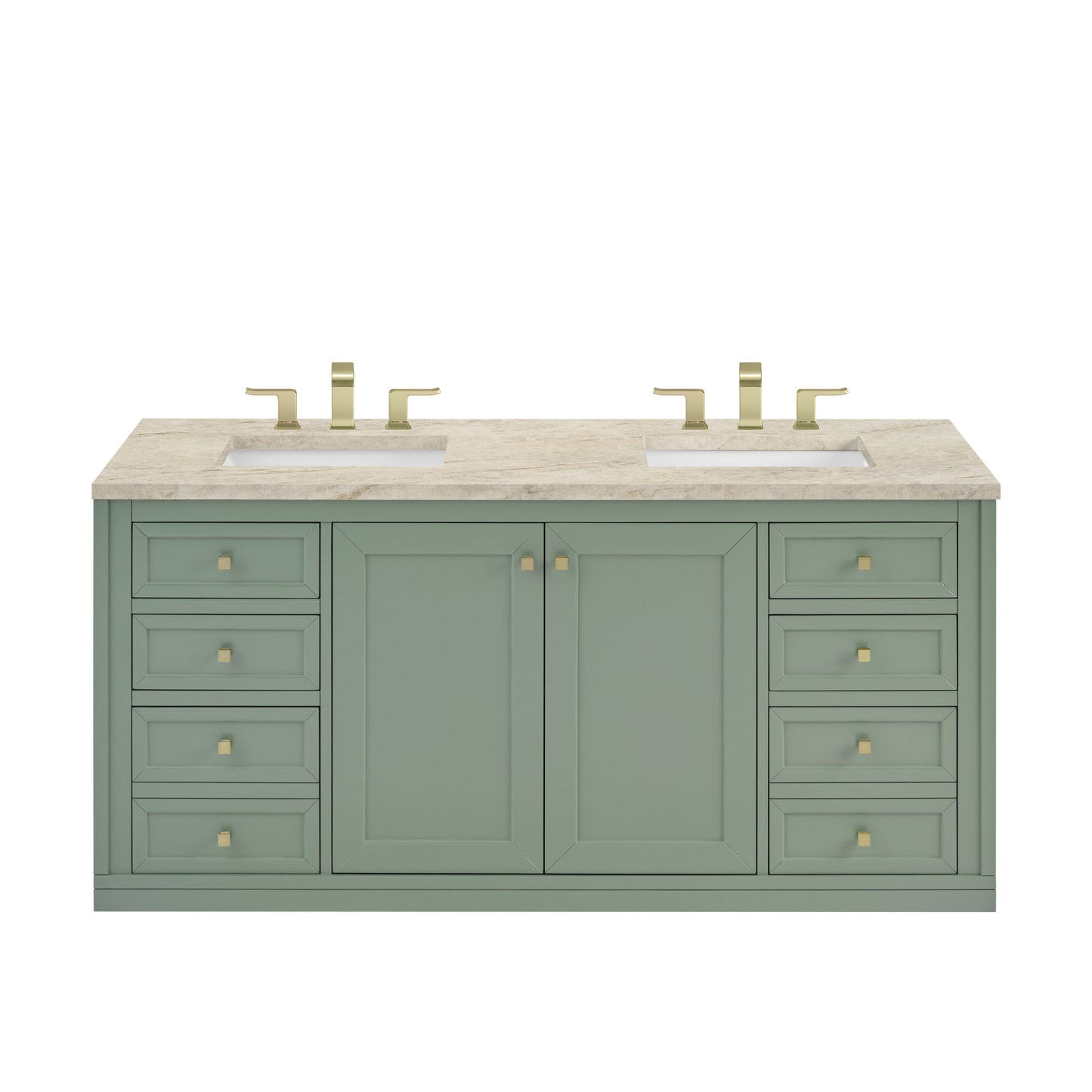 Renovate for Less Atlanta Chicago 60" Double Vanity, Smokey Celadon, w/ 3 CM Tajnar Eclos Top