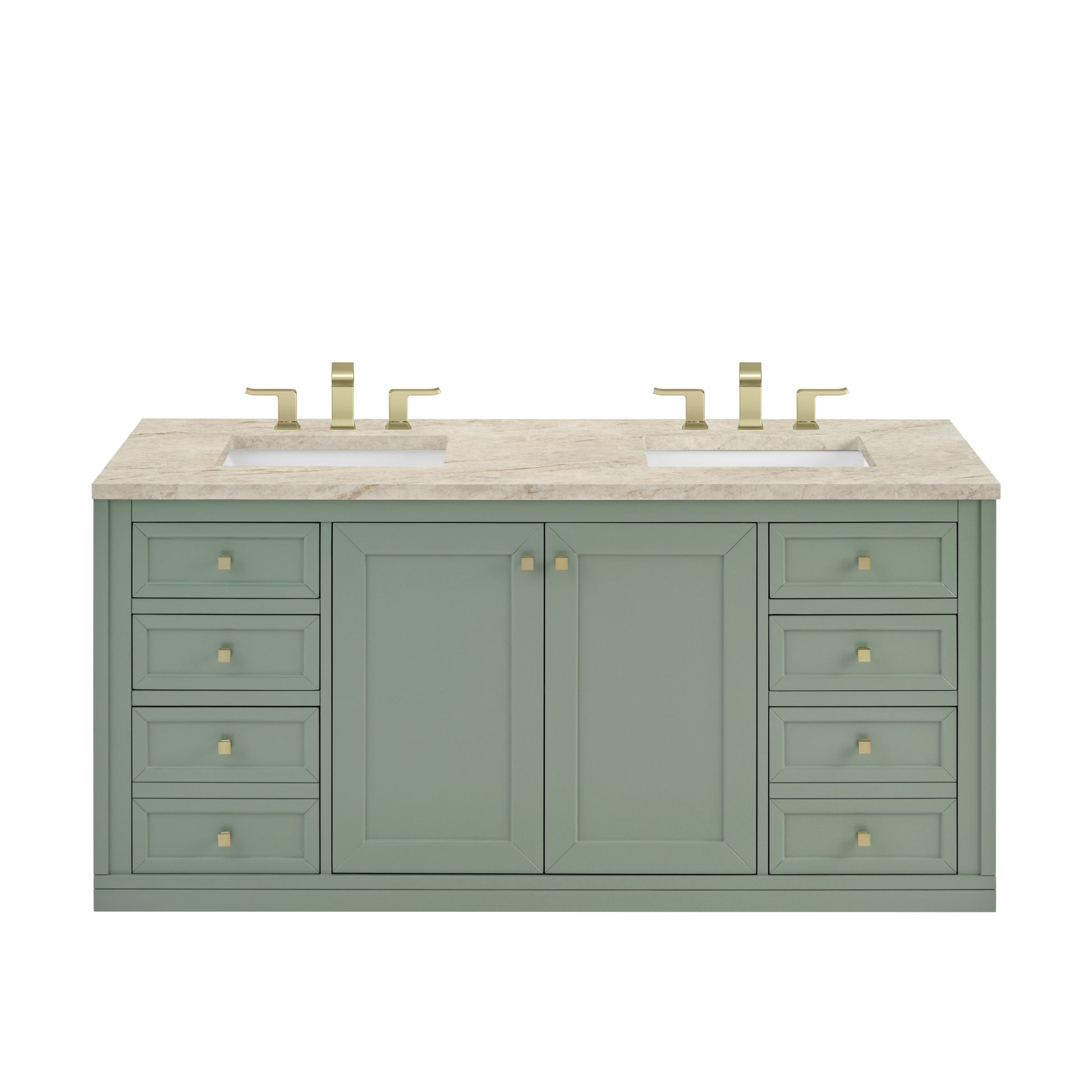 Renovate for Less Atlanta Chicago 60" Double Vanity, Smokey Celadon, w/ 3 CM Tajnar Eclos Top