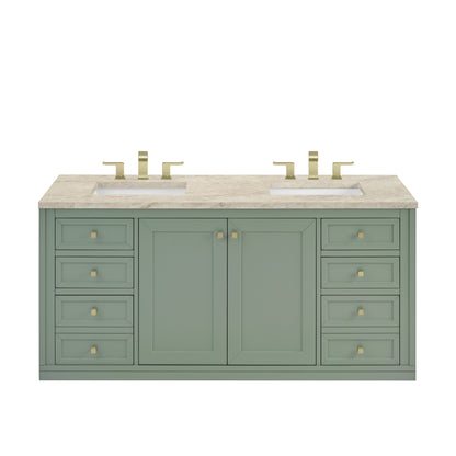 Renovate for Less Atlanta Chicago 60" Double Vanity, Smokey Celadon, w/ 3 CM Tajnar Eclos Top