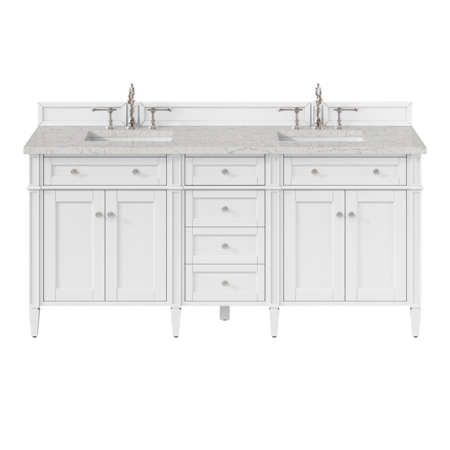 Renovate for Less Atlanta Brittany 72" Double Vanity, Bright White Vanity w/ 3 CM Eternal Jasmine Pearl Silestone Top