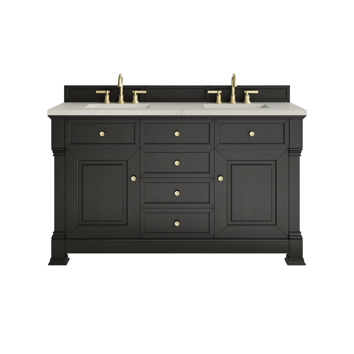 Renovate for Less Atlanta Brookfield 60" Double Vanity, Black Onyx, w/ 3 CM Siberian Silestone Top