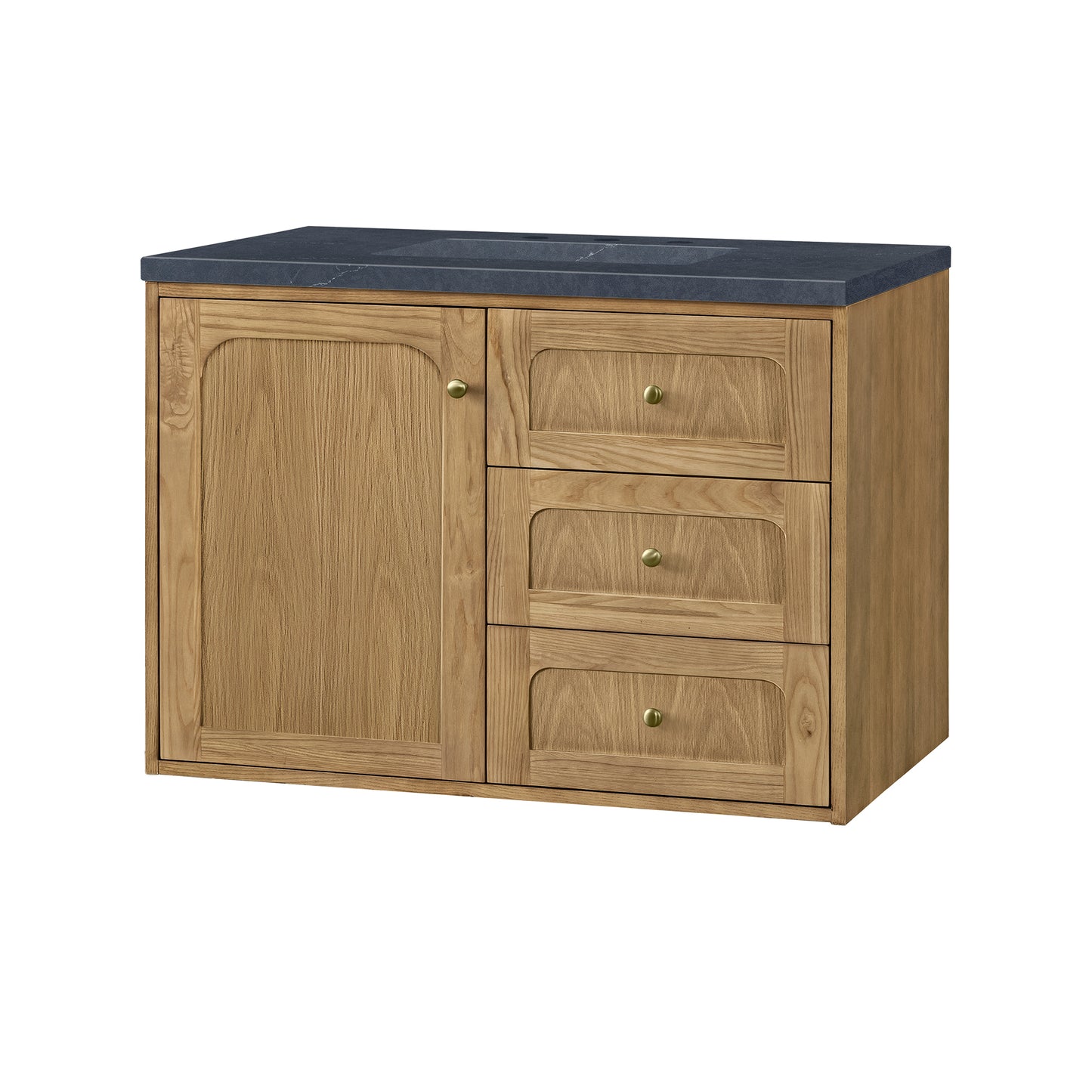 Renovate for Less Atlanta Laurent 36" Single Vanity, Light Natural Oak w/ 3 CM Charcoal Soapstone Top