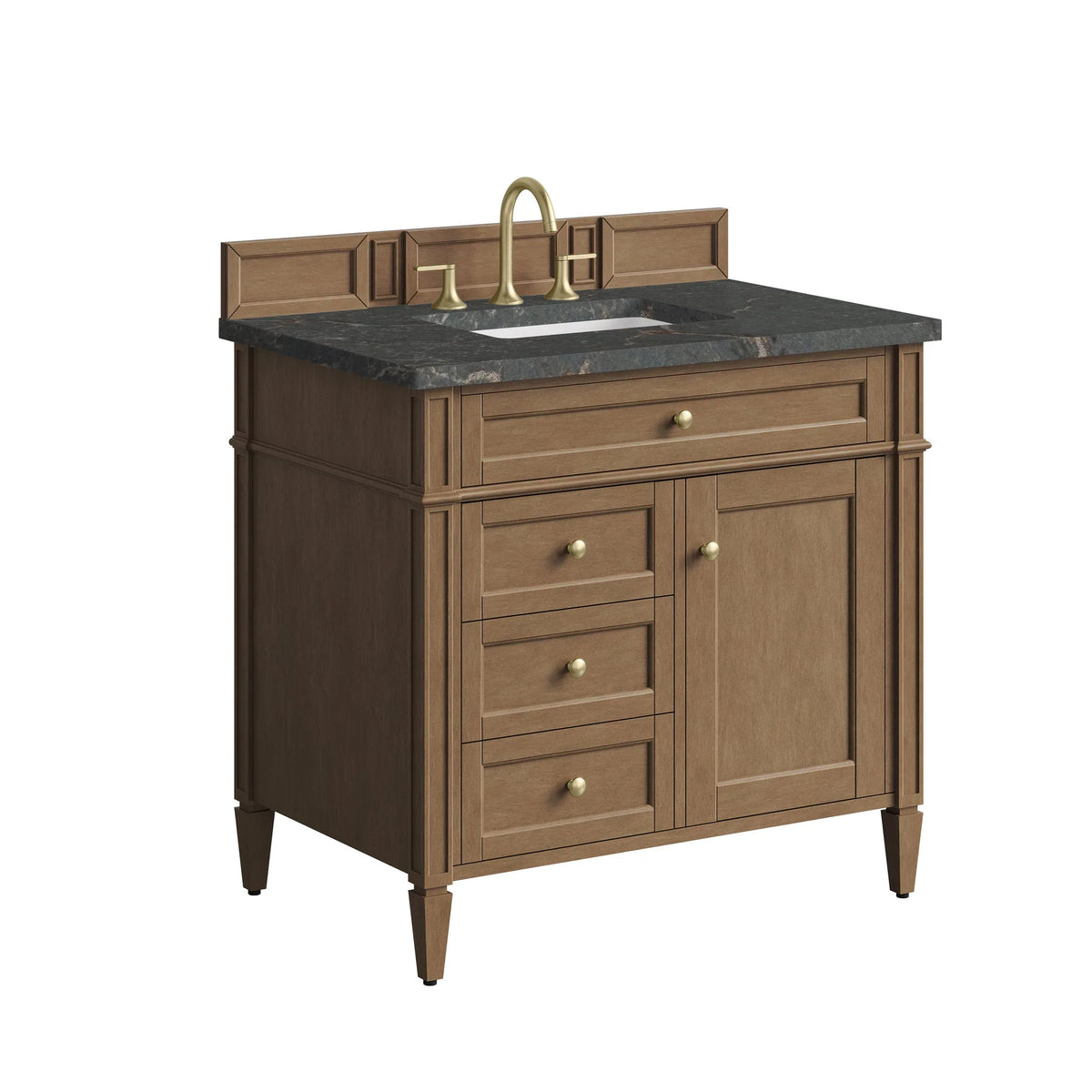 Brittany 36" Single Vanity, Pecan w/ 3 CM Parisien Bleu Silestone Top