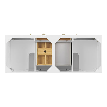 Renovate for Less Atlanta Myrrin 60" Double Vanity, Bright White w/ Single Hole 3 CM White Zeus Silestone Top & Backsplash