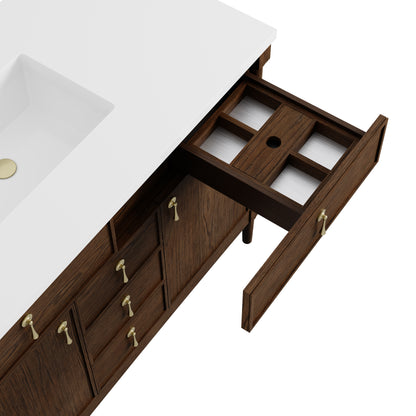 Renovate for Less Atlanta Kinnsden 48" Single Vanity, Sable Oak w/ 3 CM Tajnar Eclos Top