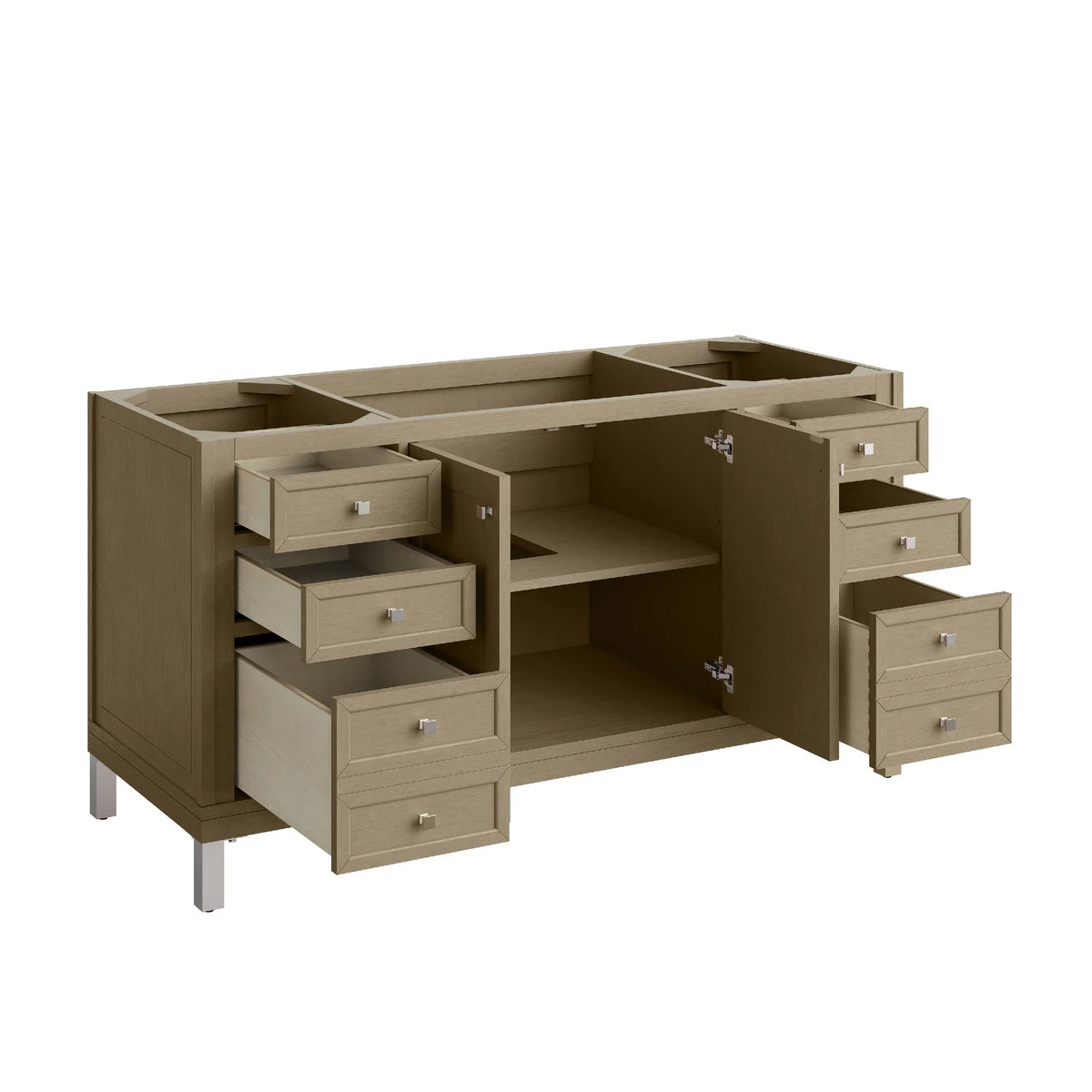 Chicago 60" Single Vanity, Walnut Whisper, w/ 3 CM Charcoal Soapstone Silestone® Top