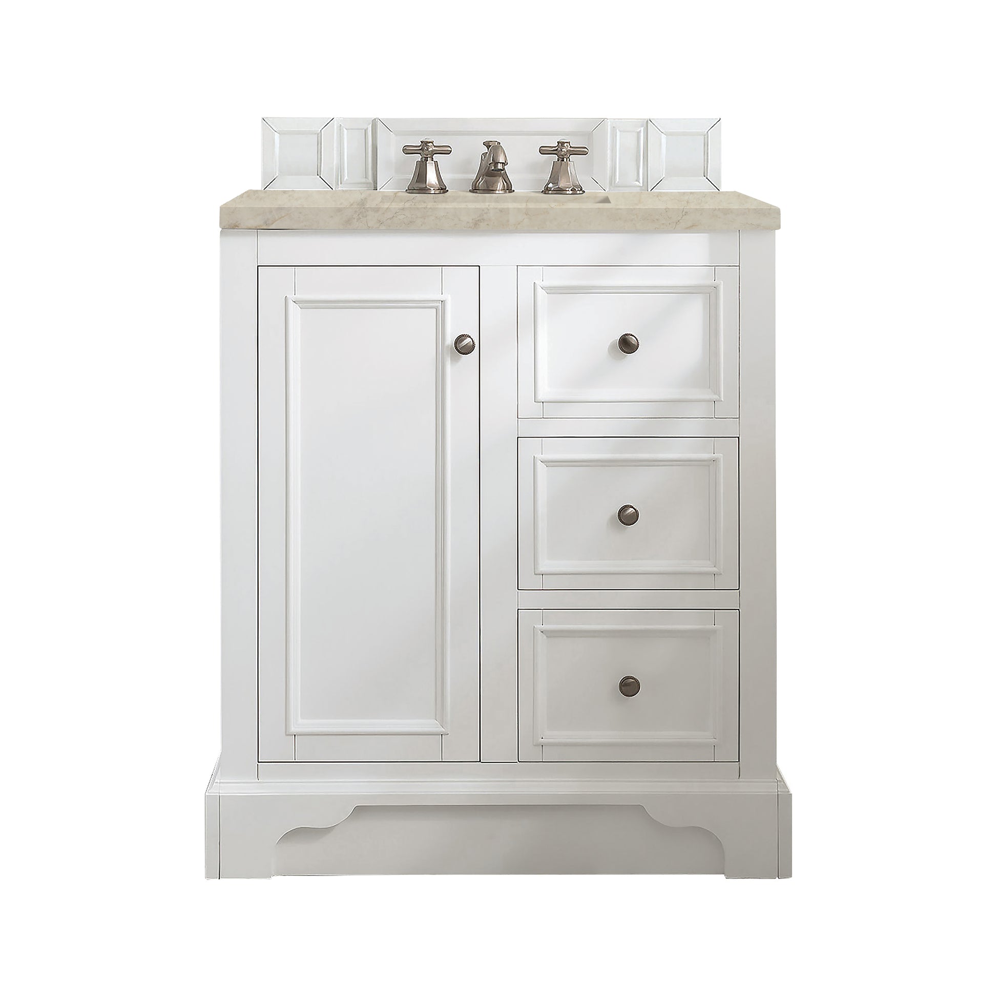 Renovate for Less Atlanta De Soto 30" Single Vanity, Bright White, w/ 3 CM Tajnar Eclos Top