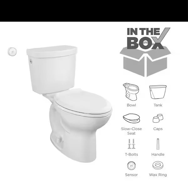 Cadet Touchless 2-piece 1.28 GPF Single Flush Elongated Toilet in White, Seat Included