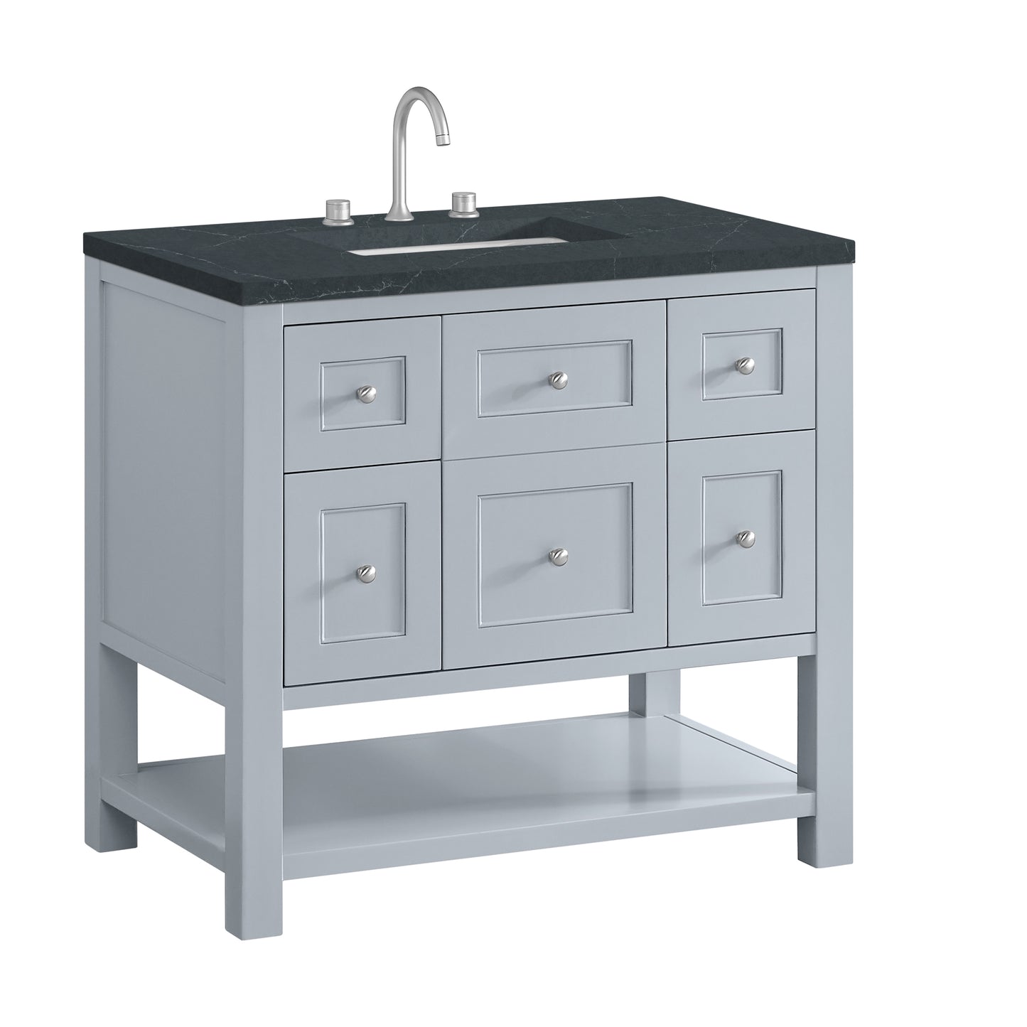 Renovate for Less Atlanta Breckenridge 36" Single Vanity, Serenity Blue, w/ 3 CM Charcoal Soapstone Quartz Top
