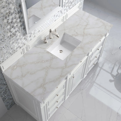 Bristol 60" Single Vanity, Bright White w/ 3 CM Victorian Silver Silestone Top