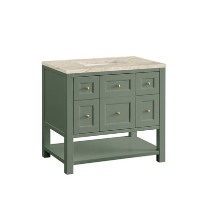 Renovate for Less Atlanta Breckenridge 36" Single Vanity, Smokey Celadon, w/ 3 CM Tajnar Eclos Top
